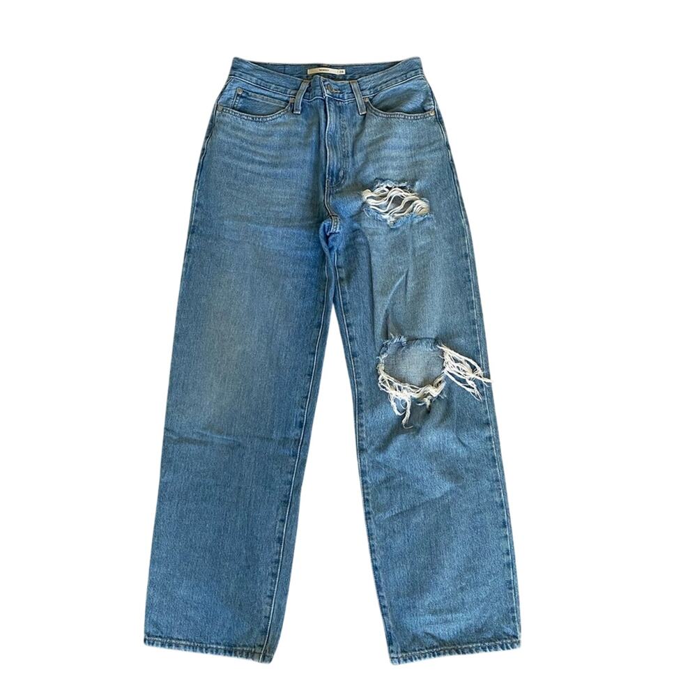 Levi's Effortless Minimal Chic 94 Baggy Distressed Straight Leg Y2k Casual Jean